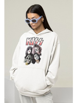 Sevbano Kiss Rock Metal Müzik Grubu Baskılı Unisex Oversize Hoodie