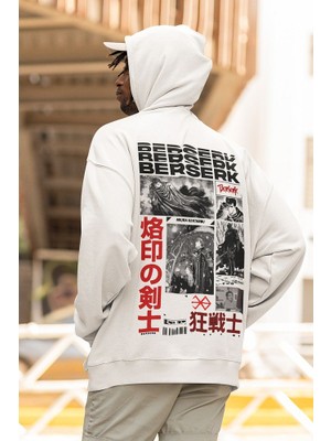 Sevbano Berserk Baskılı Unisex Oversize Anime Hoodie
