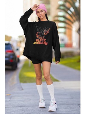 Sevbano Black Sabbath Baskılı Unisex Oversize Müzik Grubu Sweatshirt