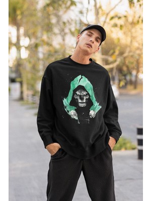 Sevbano Tasarım Doctor Doomsday Baskılı Unisex Oversize Marvel Karakter Sweatshirt