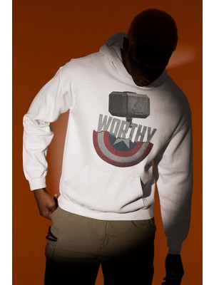 Sevbano Worthy Thor x Kaptan Amerika Tasarım Baskılı Unisex Oversize Hoodie