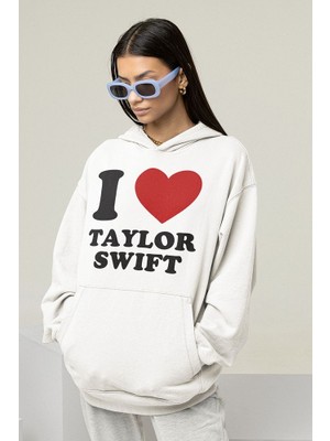 Sevbano I Love Taylor Swift Baskılı Unisex Oversize Şarkıcı Hoodie