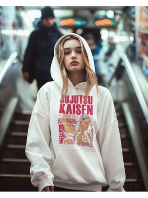 Sevbano Jujutsu Kaisen Itadori Yuji Baskılı Unisex Oversize Anime Hoodie
