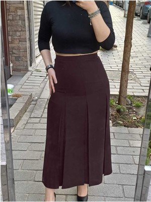 Butik Tesettür Büyük Beden Fişekli Astarlı Portoriko Kloş Anne Eteği Urun Boy 95 cm