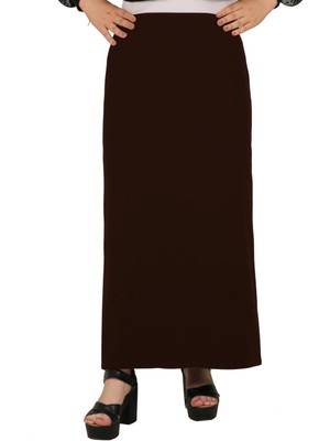 Butik Tesettür Büyük Beden Kapalı Yırtmaç Astarlı Portoriko Kumaş Düz Anne Eteği