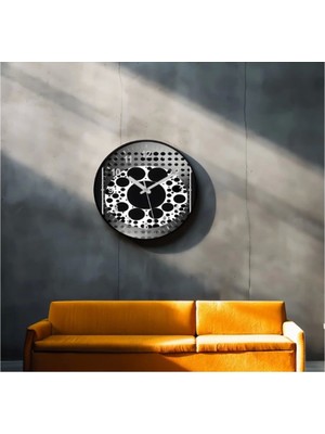 Marsilyan- Dekoratif 3D Baskı Geometrik Desen Yuvarlak Duvar Saati -144