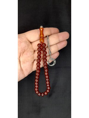 Anemore Collection Sevgiliye Özel Hediye Çubuk Kehribar Tesbih Kahverengi Renk Küre Kesim H-1393.
