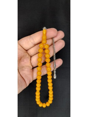 Anemore Collection Sevgiliye Özel Hediye Çubuk Kehribar Tesbih Sarı Renk Küre Kesim H-1402.