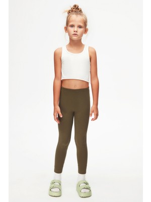 Lovetti Kamuflaj Yeşil Basic Kız Çocuk Kışlık Tayt