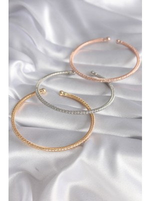 Lisinya Pirinç Mix Renk Hasır Model Zirkon Taş Detay Kadın Bileklik Seti - Lisinya