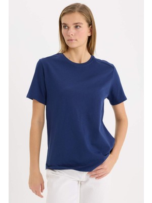 DeFacto Regular Fit Bisiklet Yaka Basic Düz Premium Kısa Kollu Tişört A9428AX25SP