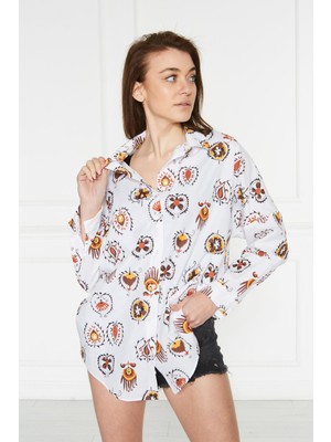 Kadın Oversize Uzun Basic Gömlek