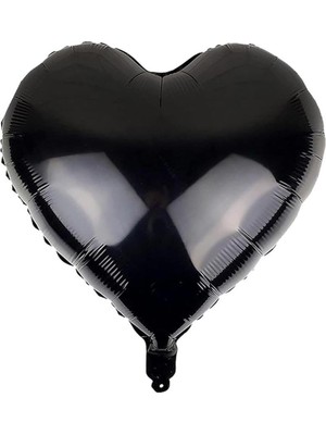 Kalp Folyo Balon Doğum Günü Parti Balonu Siyah 18 Inc- 45 cm