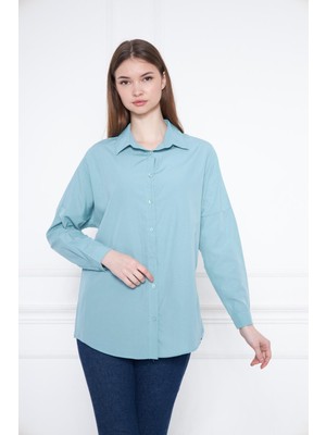 Kadın Oversize Uzun Basic Gömlek
