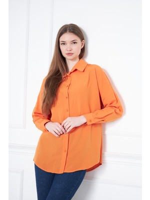 Kadın Oversize Uzun Basic Gömlek