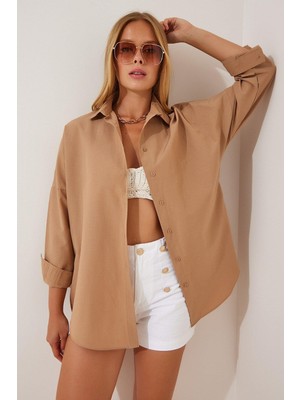 Kadın Oversize Uzun Basic Gömlek