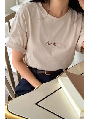 Unisex Classical Baskılı Oversize Tshirt