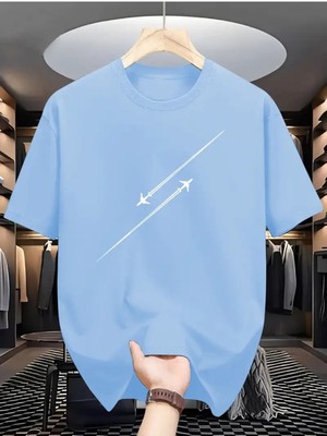 Woodroffe Erkek Uçak Grafiklı T-Shirt Yeni Sezon Oversize Salaş