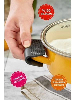 Nishev Yanmaz Yapışmaz Silikon Tencere Tutacağı Silikon Kulp Tutacak – 1 Adet Çift