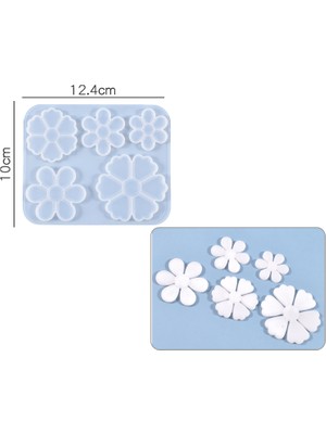 Hobiflex Epoksi Reçine Silikon Kalıp İthal /  Beşli Taç Yaprağı Anahtarlık Kolye Silikon Kalıp HB4021-0072