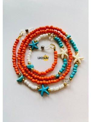 Firuze Turkuaz Doğaltaş Gözlük Askısı Gözlük Ipi Antikayıp Gözlük Zinciri (Çift Dolama Kolye)