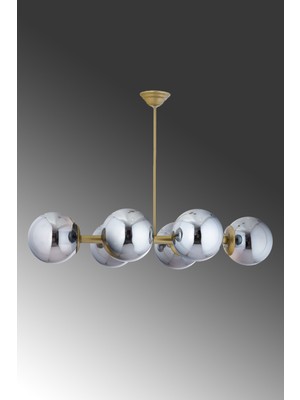 ŞL Şef Light Luxury Modern Tasarım Eskitme 6'li Füme Glop Camlı Avize
