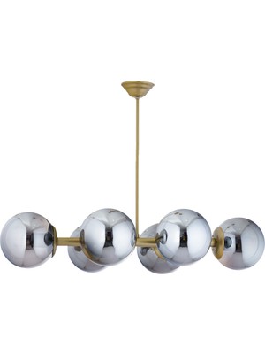 ŞL Şef Light Luxury Modern Tasarım Eskitme 6'li Füme Glop Camlı Avize