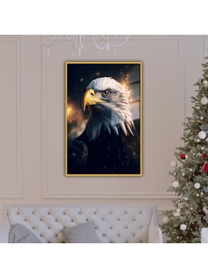 Gaagart Metal Çerçeveli Temperli Cam Tablo  Yandan Kartal