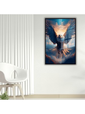 Gaagart Metal Çerçeveli Temperli Cam Tablo  Karşıdan Manzara ve Kartal