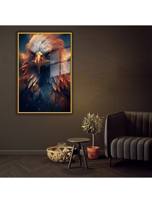 Gaagart Metal Çerçeveli Temperli Cam Tablo Yakın Çekim Kartal
