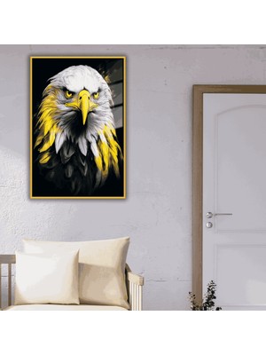 Metal Çerçeveli Temperli Cam Tablo Sarı Kartal