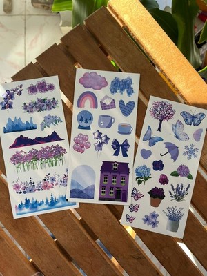Mor Washitape Doğa Çiçek Sticker Seti