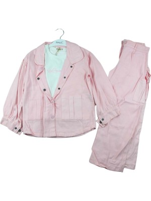Obella 4369-PAMPAL 2-5 Yaş Keten Takım - Pembe