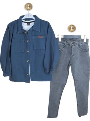 Yavrucak 90021-HOLA 10-13 Yaş Kot Ceketli Takım - Mavi