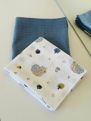Ft Baby Collection Fulya Tuhafiye %100 Pamuk 2'li Müslin Bebek Battaniye Seti OEKO-TEX Sertifikalı MÜSLIN ÖRTÜ 80X90 CM