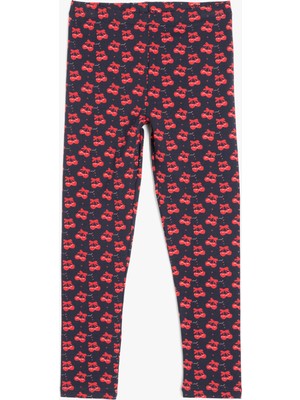 Koton Pamuklu Kiraz Desenli Beli Lastikli Uzun Tayt