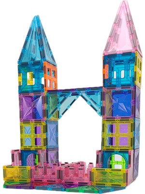 Magblock 86 Parça Manyetik Yapı Blokları - Çocuklar Için Eğitici - Geliştirici Oyun Seti - Tamamı mıknatıslı - 12 farklı şekil