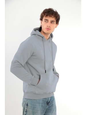 Erkek Sweatshirt Pamuklu Standart Fit Normal Kesim Içi Polarlı 3 Iplik Kapüşonlu