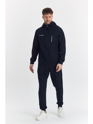 Marco Ferry Şardonlu Dalgıç Kapüşonlu Erkek Eşofman Takımı Lacivert 5725-L