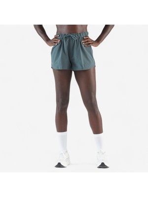 Decathlon Kiprun Kadın Koşu/Arazi Koşusu Şortu - Koyu Yeşil - Kiprun Run 500 Dry