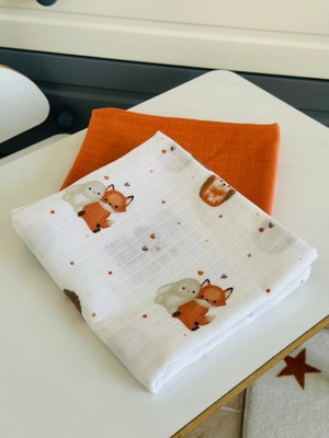 Ft Baby Collection Fulya Tuhafiye %100 Pamuk 2'li Müslin Bebek Battaniye Seti OEKO-TEX SertifikalıMÜSLIN ÖRTÜ 80X90 CM
