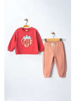 Miniğimin Cicileri Love Meyveli Kabartma Baskı Kız Çoçuk 2 li takım - Fuşya