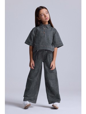 Babokah (Kids Girl) Kot Görünümlü Geniş Paça Pantolon