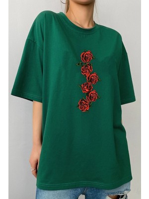 Only Trendwear Unisex Rose Baskılı T-Shirt