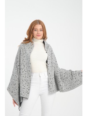 Wega Moda Puantiyeli Desenli Omuz Şalı, Puantiyeli Desenli Şık Rahat Omuz Şalı Triko Omuz Şalı Çift Yönlü Şal