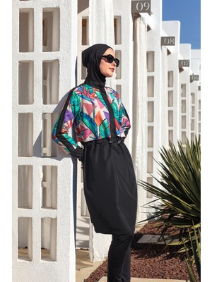 Adasea Sherry Uzun Kollu Tesettür Mayo 1411 Dokuma Kumaş ve Modern Desen ile Rahat Kullanım