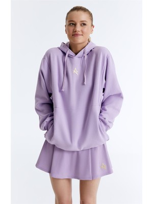 ED7749-04 Star Kadın Kapüşonlu Sweatshirt'ü Lila