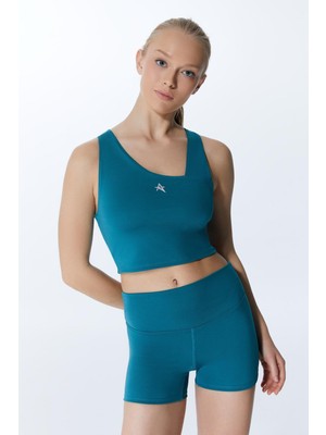 Ed 2308-02 Çağla Dry-Touch Yüksek Bel Kısa Tayt Petrol