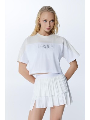 IXAURA Ed 2339-01 Afrodisias Crop Tişört Ekru