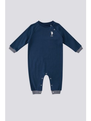 U.S. Polo Assn. Koyu Indigo Çıtçıt Detay Bebek Tulum